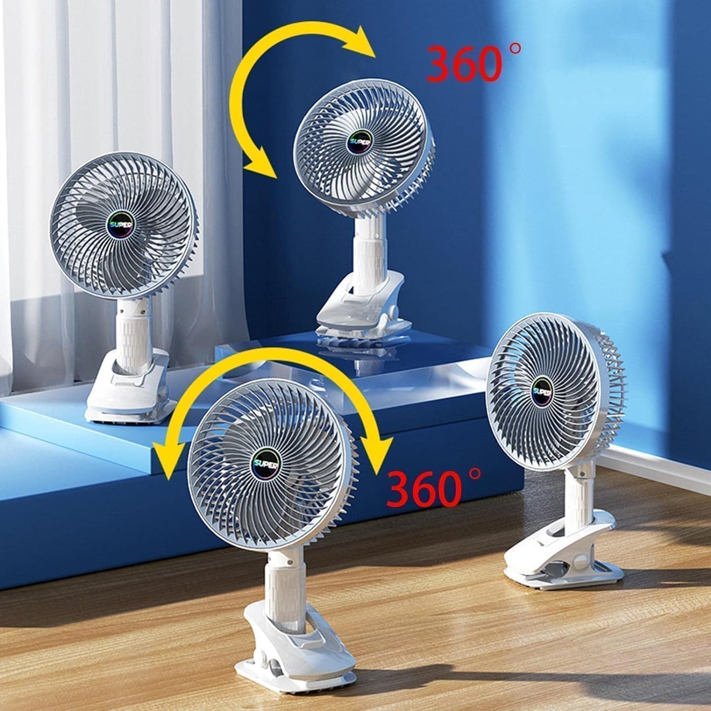portable clip fan, BR Emporium, mini fan for office, clip fan wall mount, high speed USB fan