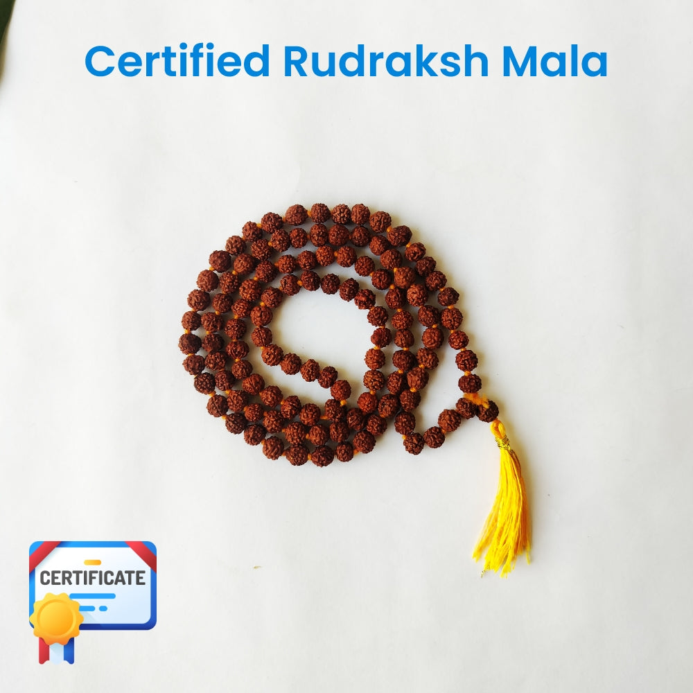5 Mukhi Rudraksha Mala (108 Beads) - Lab Certified Japa Mala | BR Emporium