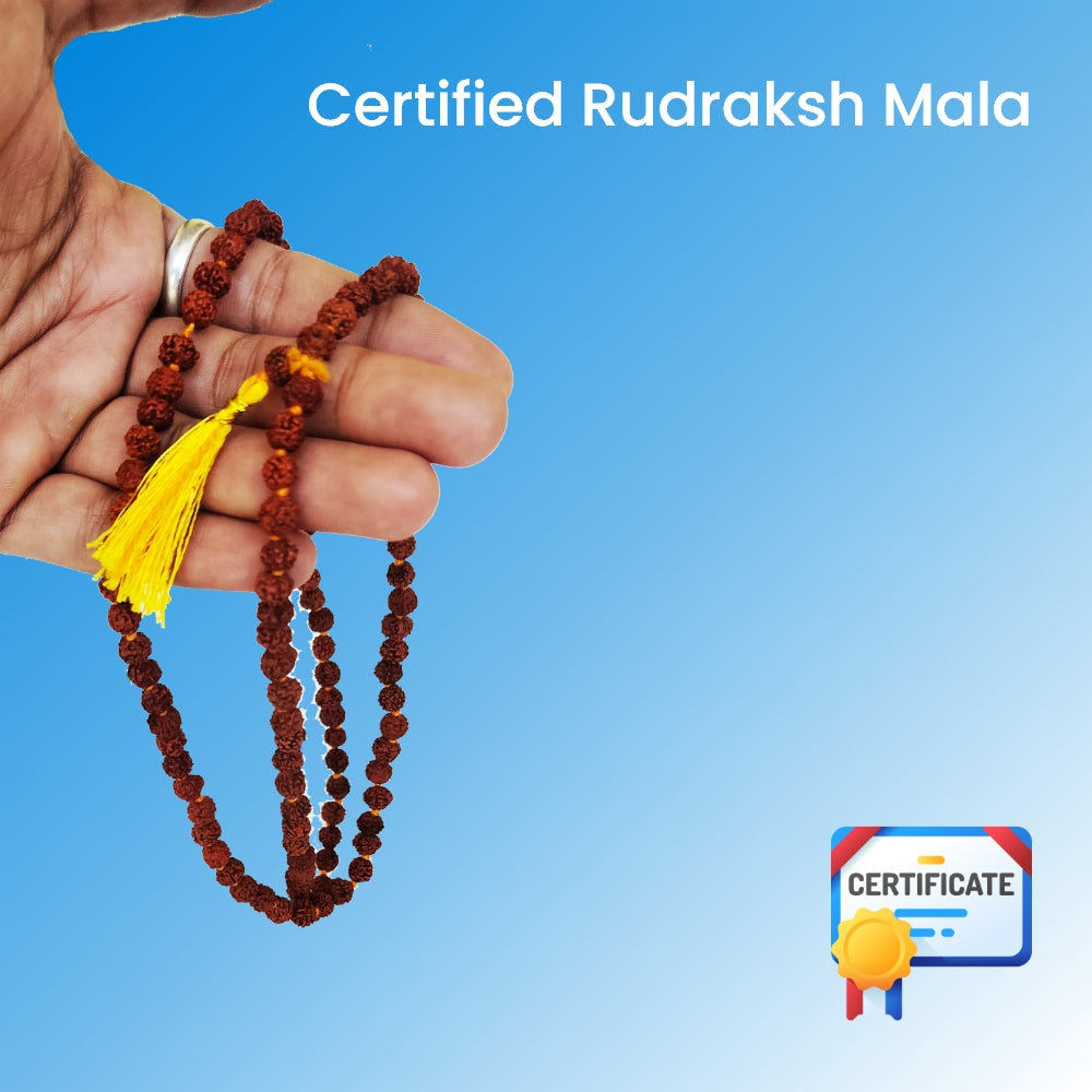 5 Mukhi Rudraksha Mala (108 Beads) - Lab Certified Japa Mala | BR Emporium