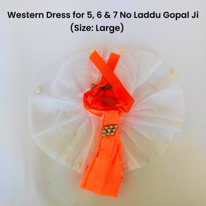 Large Kanha Ji Dress with Pagri - White Orange Western Poshak - BR Emporium